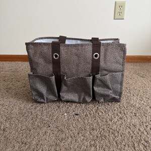 Thirty-One Organizing Utility Tote Brown with White Polka Dots